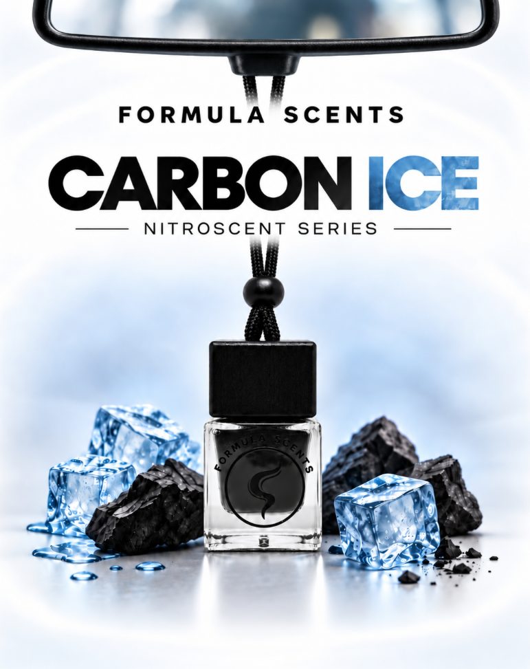 Carbon Ice, flacon Formula Scents avec ses ingrédients