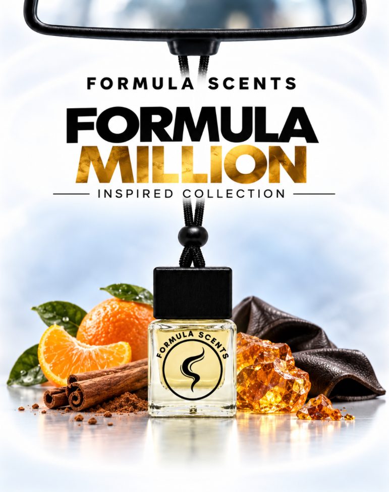 Formula Million, flacon Formula Scents avec ses ingrédients