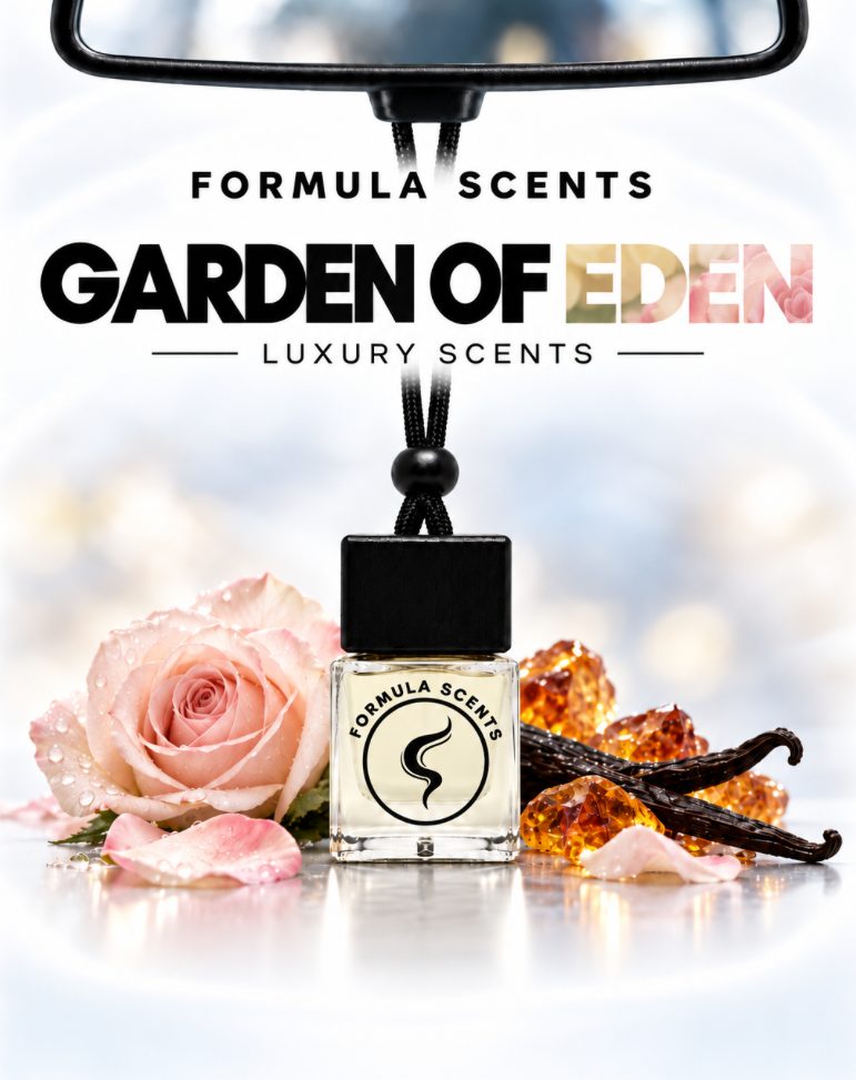 Garden of Eden, flacon Formula Scents avec ses ingrédients