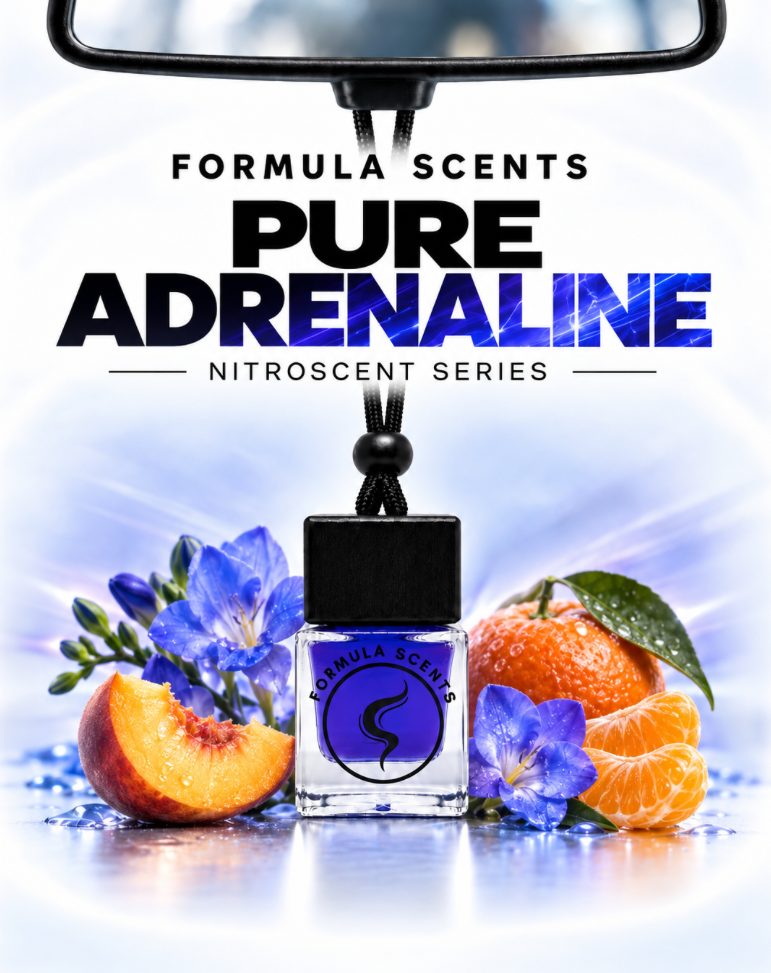 Pure Adrenaline, flacon Formula Scents avec ses ingrédients
