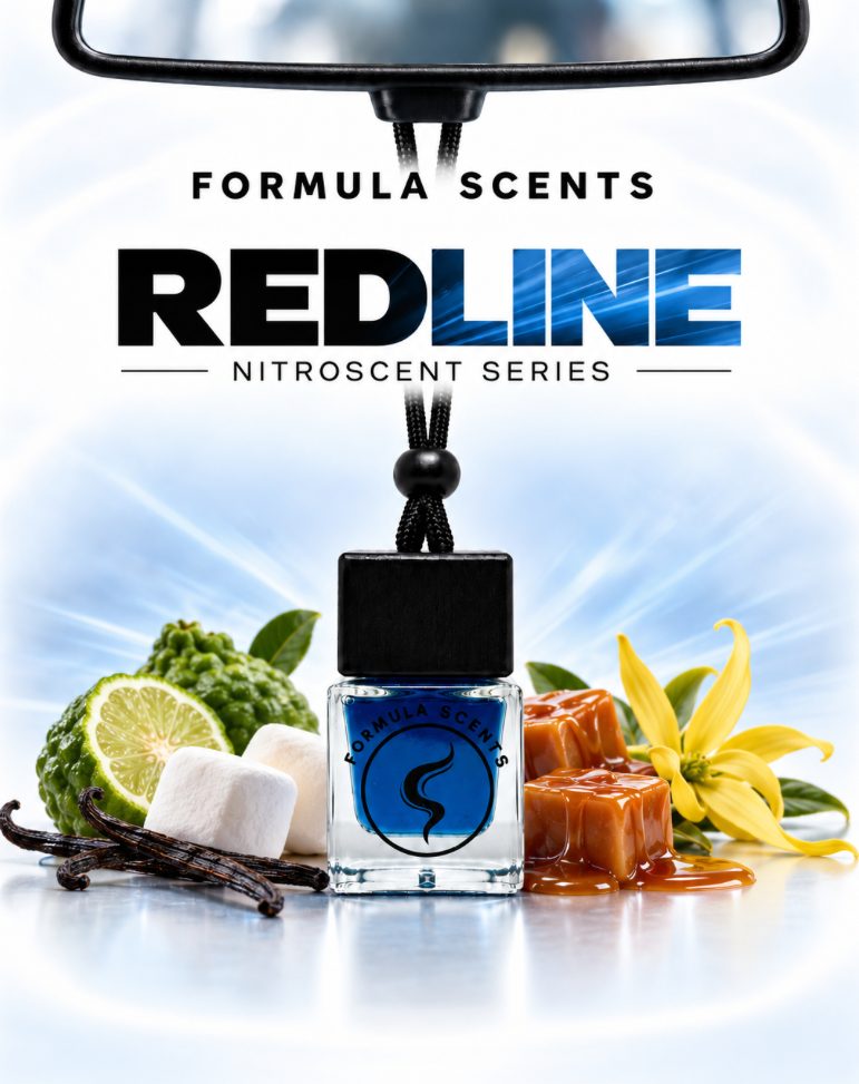 Redline, flacon Formula Scents avec ses ingrédients