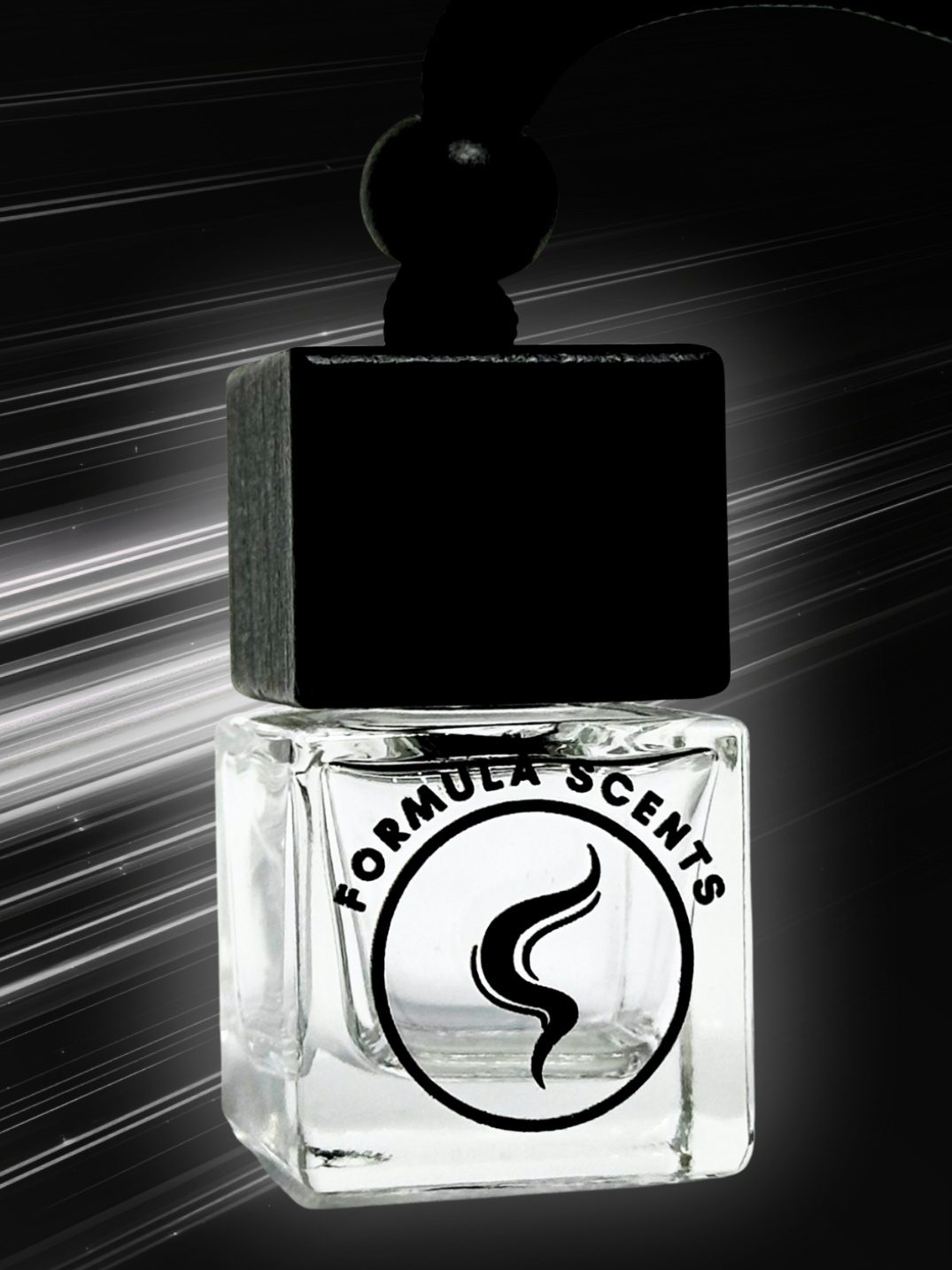 Flacon Formula Scents fini Clear, verre transparent, bouchon noir